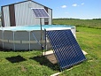 Подогрев воды в бассейне с использованием энергии солнца и солнечных коллекторов.